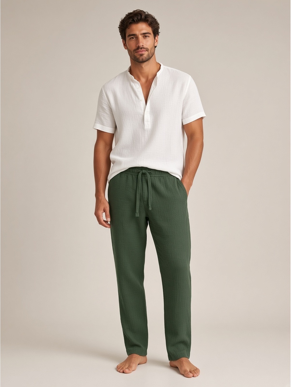 Zara green 100% cotton pants L
